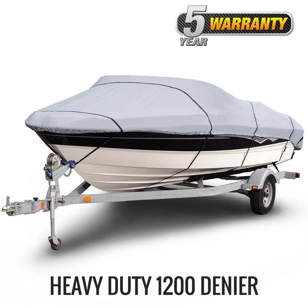 Sportsman 1200 Denier 17 ft. to 19 ft. (Beam Width to 102 in.) Gray V-Hull Runabout Boat Cover Size BT-5