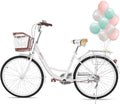 Womens Bike Complete Cruiser Bikes for Women Commuter Bike Single Speed Classic Retro Bicycle with Basket, Front and Rear Fenders, Rear Rack, and 26-Inch Wheels