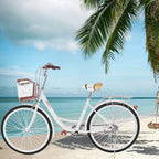 Womens Bike Complete Cruiser Bikes for Women Commuter Bike Single Speed Classic Retro Bicycle with Basket, Front and Rear Fenders, Rear Rack, and 26-Inch Wheels