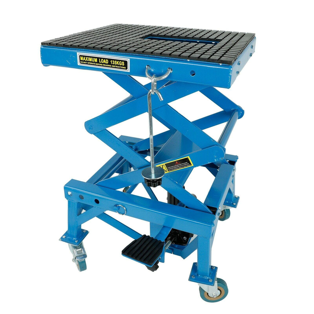300lbs Heavy Duty Hydraulic Motorcycle Scissor Jack Lift with 4 Wheels