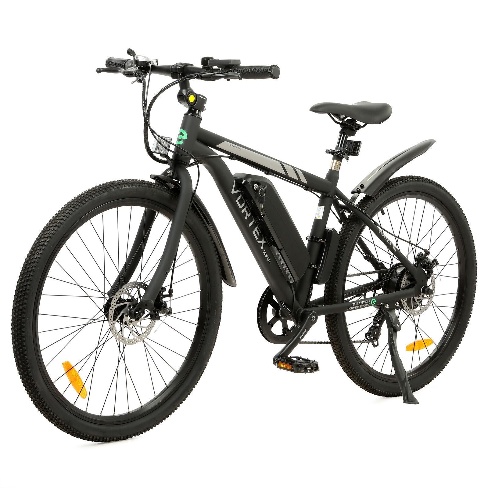 UL 26 In. 36 V 350 W 12.5 AH Black Electric City Snow Mountain Beach Bicycle  7 Speed Pedal Assist with Brushless Motor Cruiser