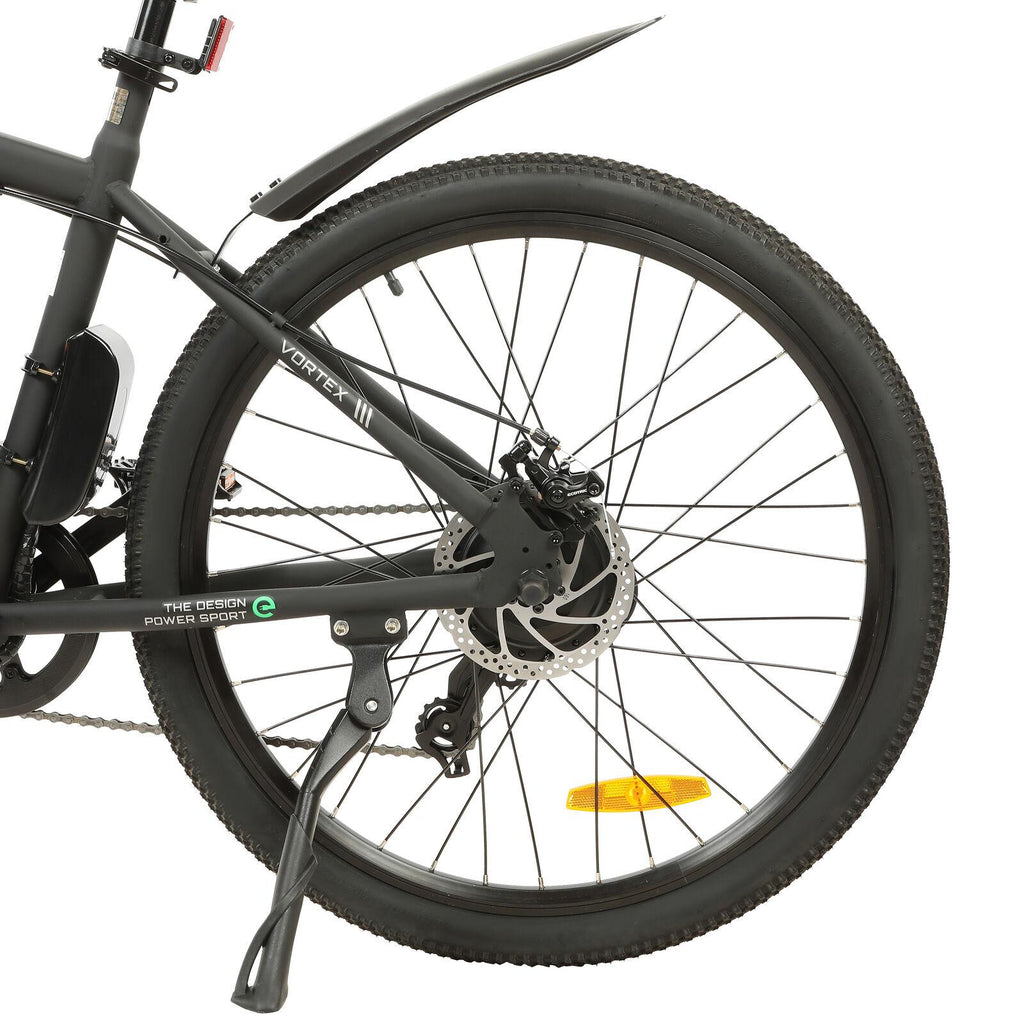UL 26 In. 36 V 350 W 12.5 AH Black Electric City Snow Mountain Beach Bicycle  7 Speed Pedal Assist with Brushless Motor Cruiser