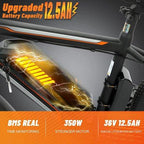 Black 26 In. 36V 350W Electric City Bicycle e-Bike Removable Battery 7 Speed Pedal Assist