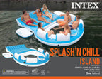 Inflatable Splash N Chill Island Lake Raft Lounger for Up to 7 Adults and Wet Set Adhesive Vinyl Tube Repair Patch 6 Pack