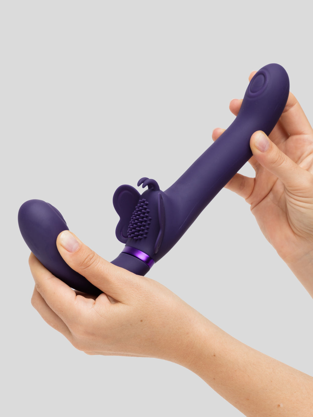 Vive SATU Rechargeable Pulsing Strapless Strap-On with Clitoral Stimulation, Purple