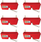little giant ff16red 9 quart heavy duty plastic feed trough bucket fence feeder with clips for livestock &amp; pets, red (6 pack)