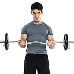 47" Bending Barbell Weightlifting Home Gym Equipment with 2 Clamps, Silver