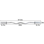 47" Bending Barbell Weightlifting Home Gym Equipment with 2 Clamps, Silver