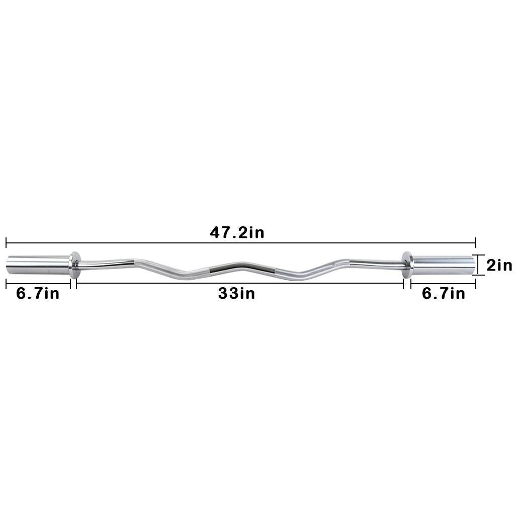 47" Bending Barbell Weightlifting Home Gym Equipment with 2 Clamps, Silver