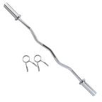 47" Bending Barbell Weightlifting Home Gym Equipment with 2 Clamps, Silver