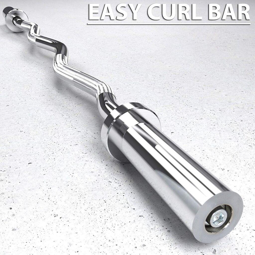 47" Bending Barbell Weightlifting Home Gym Equipment with 2 Clamps, Silver