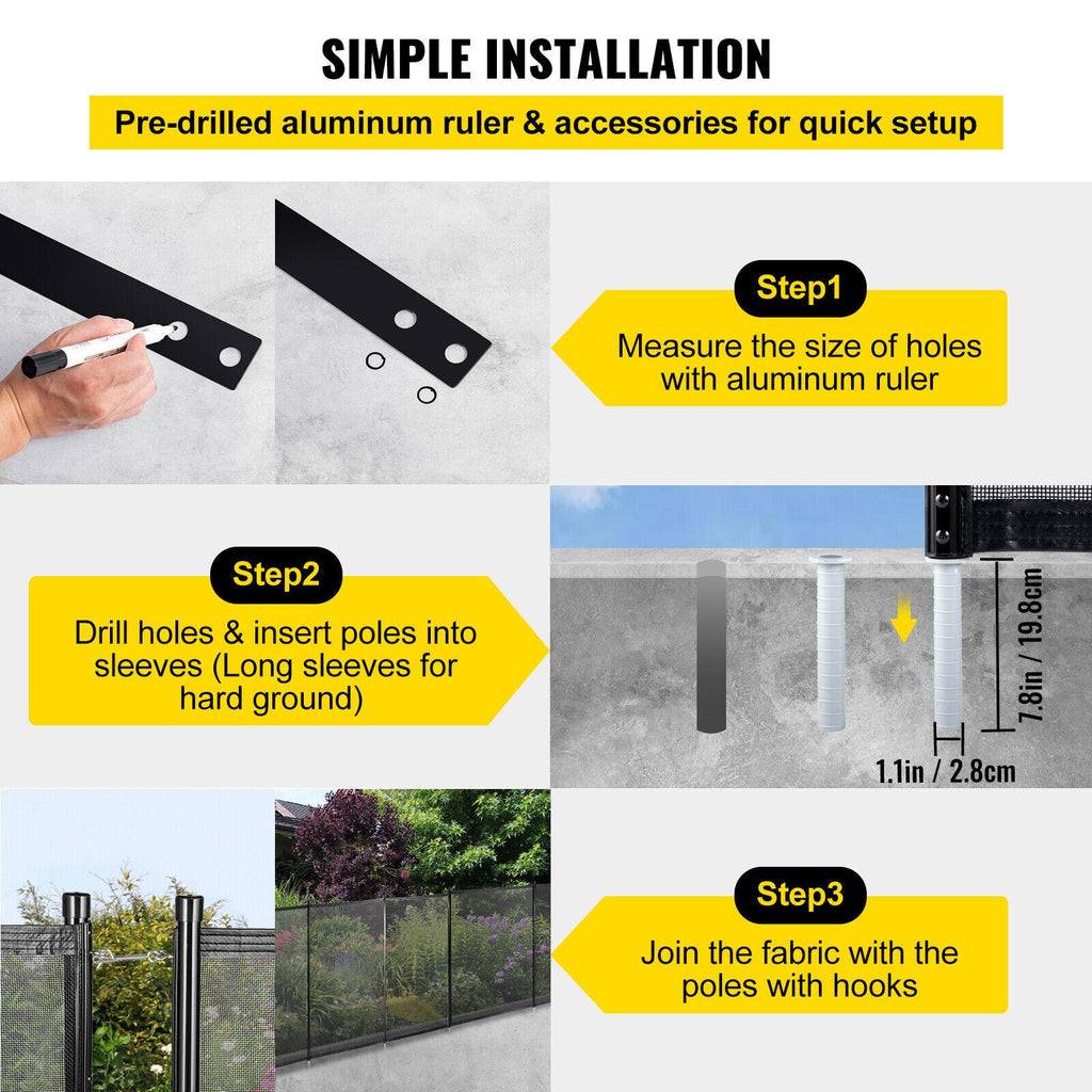 vevor 4ft x 72ft pool fence swimming fence in ground life saver fence portable