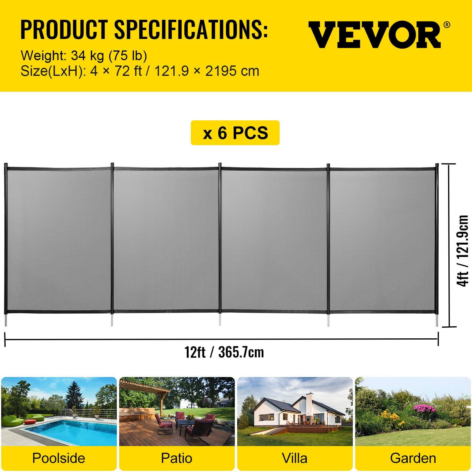 vevor 4ft x 72ft pool fence swimming fence in ground life saver fence portable