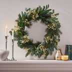Loveren 30 in. Eucalyptus and Pine Artificial Christmas Wreath with Baby's Breath