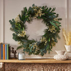 Loveren 30 in. Eucalyptus and Pine Artificial Christmas Wreath with Baby's Breath