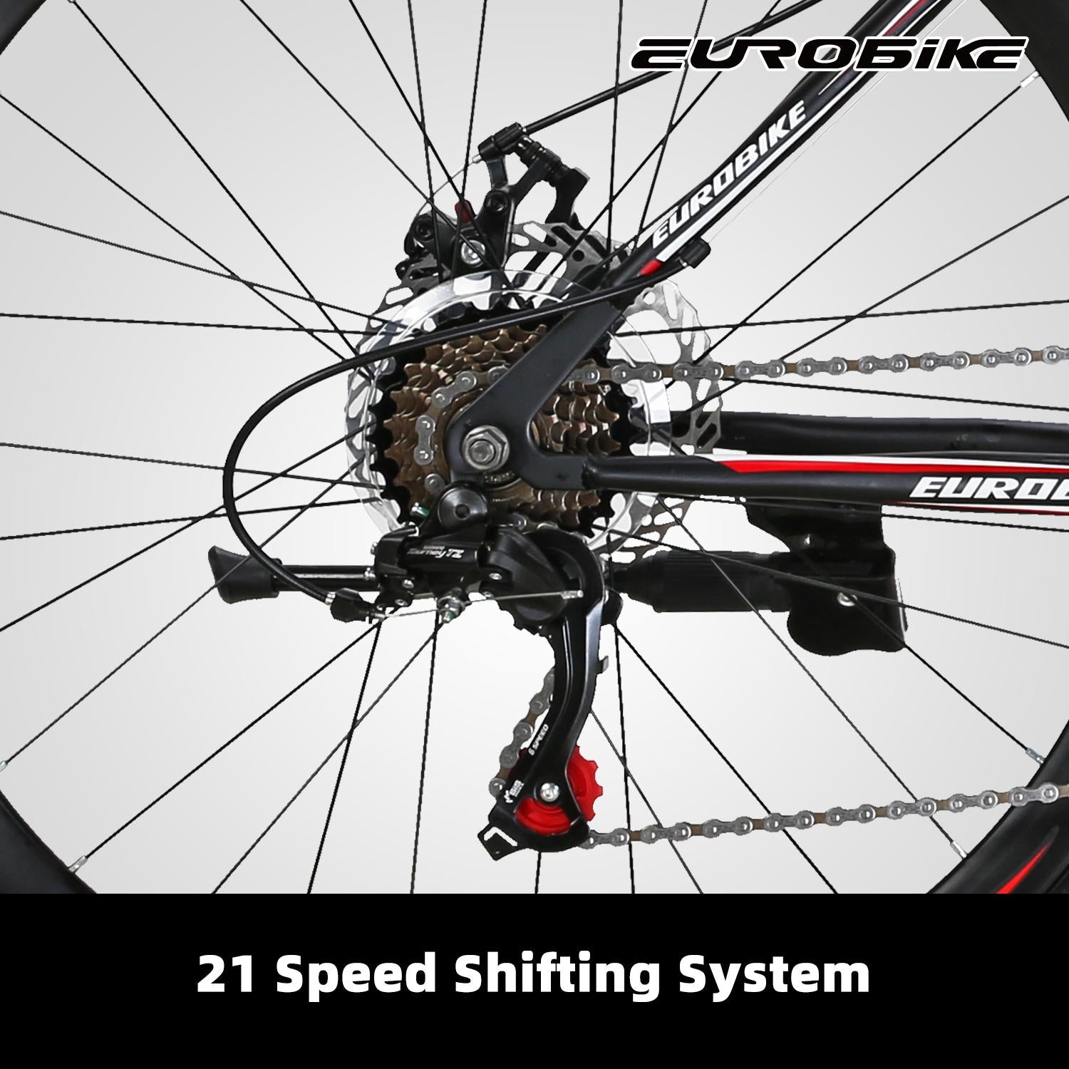 Eurobike X1 Mountain Bike 21 Speed 27.5 Inch Wheels Dual Disc Brakes bikes for Mens Front Suspension Bicycle