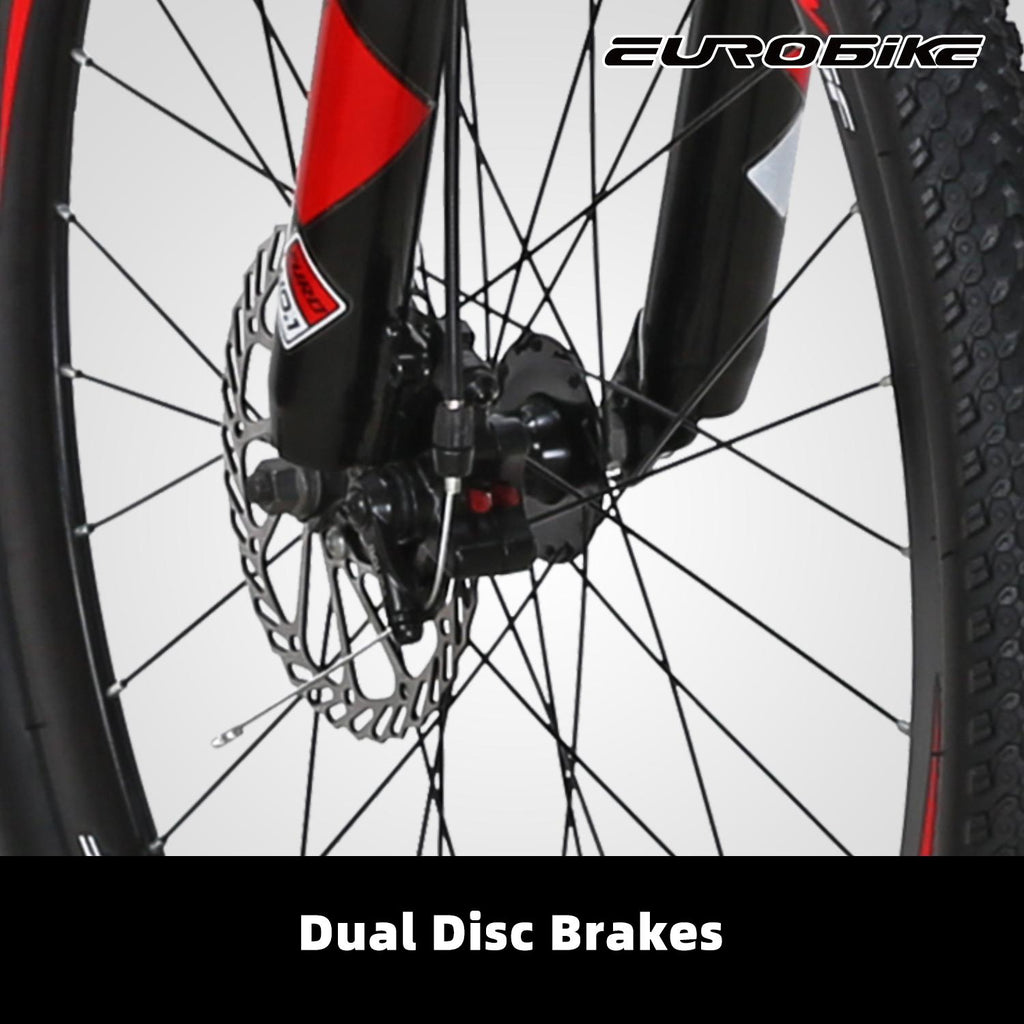Eurobike X1 Mountain Bike 21 Speed 27.5 Inch Wheels Dual Disc Brakes bikes for Mens Front Suspension Bicycle