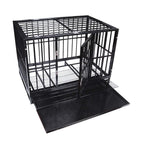 Heavy Duty Pet Dog CaStrong Metal Crate Kennel Playpen w/Wheels&amp;Tray