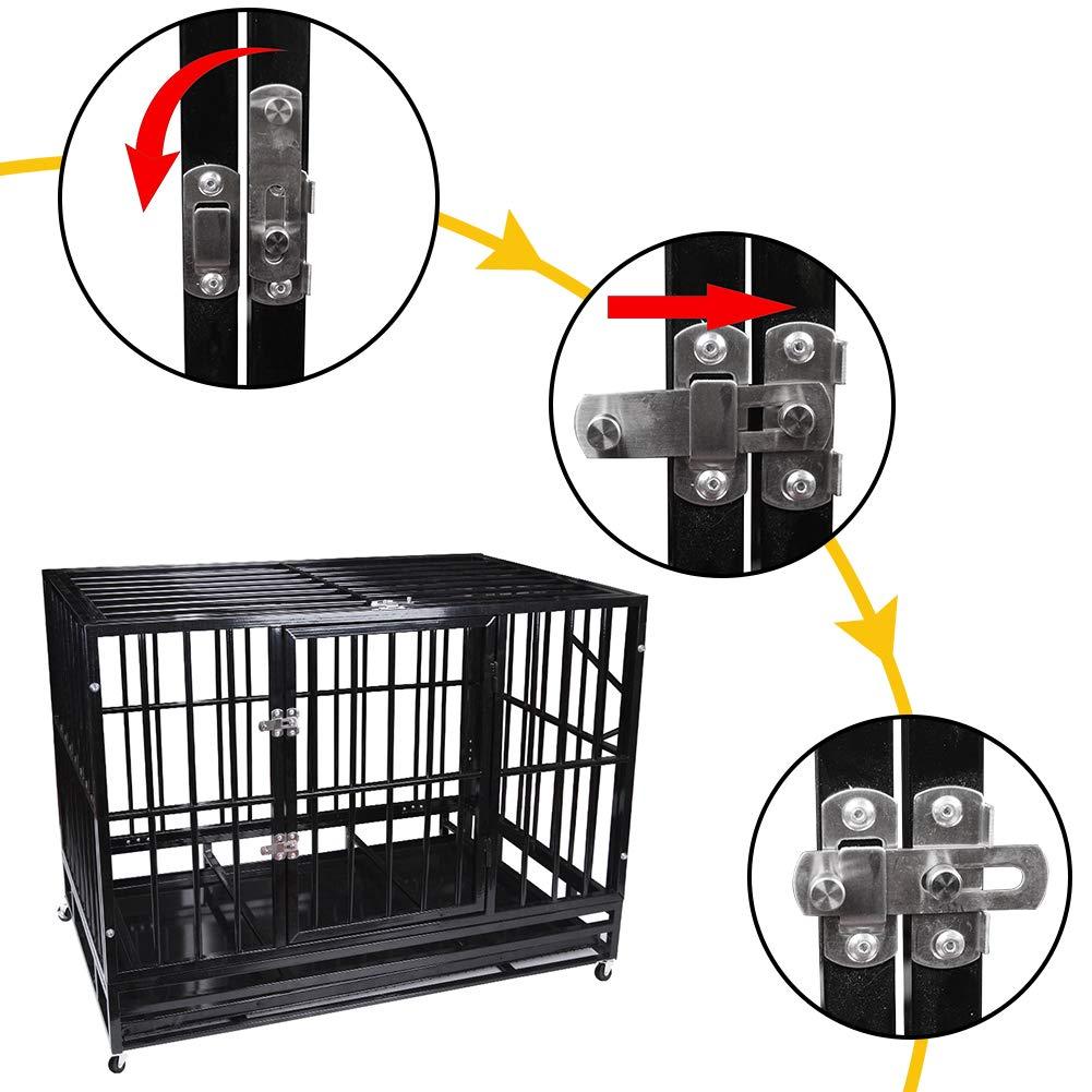 Heavy Duty Pet Dog CaStrong Metal Crate Kennel Playpen w/Wheels&amp;Tray