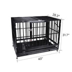 Heavy Duty Pet Dog CaStrong Metal Crate Kennel Playpen w/Wheels&amp;Tray