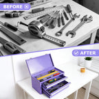 Mini Steel Tool Box with Drawers - Small Tool Chest for Small Item StoraOrganizer - Portable Metal Toolbox Organizer with Tool Drawer (mini purple)
