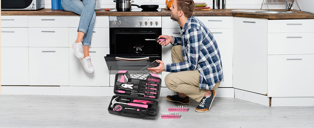 39-Piece Pink Household Tool Set for Women with StoraBox | All Purpose Hand Tool Kit, Small Tool Kit, for Home Garage, Office, ColleDorm, Daily DIY Repairs, Household Use