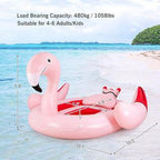 Gymax 6-Person Inflatable Bird Island Party Flamingo Floating Island Pink