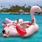 Gymax 6-Person Inflatable Bird Island Party Flamingo Floating Island Pink