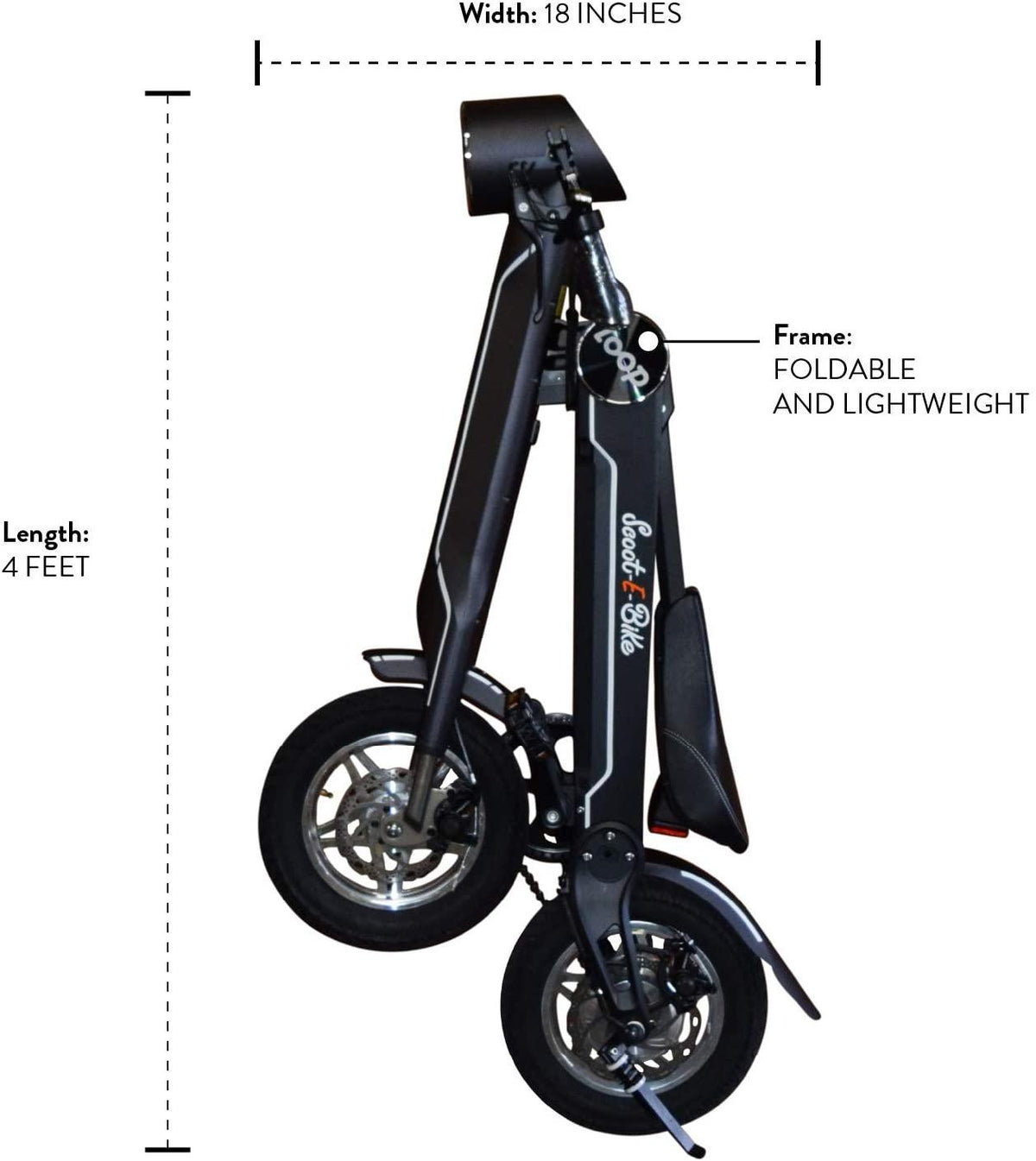 Scoot-E-Bike Folding Electric Adult Scooter - Electric Bicycle - Bluetooth Speaker - Stylish and Stable - Leather Seat - Lightweight - Excellent Range