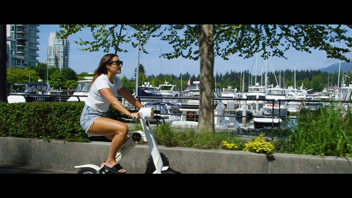 Scoot-E-Bike Folding Electric Adult Scooter - Electric Bicycle - Bluetooth Speaker - Stylish and Stable - Leather Seat - Lightweight - Excellent Range