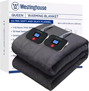 Electric Blanket Flannel | 84x90 inch Warming Heated Blanket-Home, Bed, 1-12 Hour Time Setting, Machine Washable, Grey