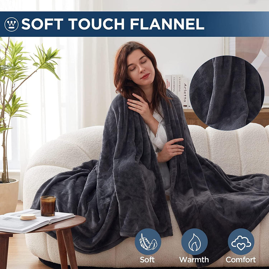 Electric Blanket Flannel | 84x90 inch Warming Heated Blanket-Home, Bed, 1-12 Hour Time Setting, Machine Washable, Grey