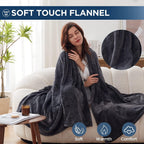 Electric Blanket Flannel | 84x90 inch Warming Heated Blanket-Home, Bed, 1-12 Hour Time Setting, Machine Washable, Grey
