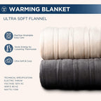 Electric Blanket Flannel | 84x90 inch Warming Heated Blanket-Home, Bed, 1-12 Hour Time Setting, Machine Washable, Grey