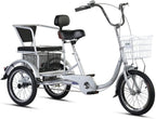 YYOBK Adult Recumbent Bikes,Tricycle for Elderly,Complete Cruiser Bikes,Comfort Bikes for Seniors,Three-Wheeled Bicycles with Shopping Basket,Back Seat,Tire Size 16 in Trike Wheels,Load 200kg