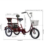 YYOBK Adult Recumbent Bikes,Tricycle for Elderly,Complete Cruiser Bikes,Comfort Bikes for Seniors,Three-Wheeled Bicycles with Shopping Basket,Back Seat,Tire Size 16 in Trike Wheels,Load 200kg
