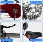 YYOBK Adult Recumbent Bikes,Tricycle for Elderly,Complete Cruiser Bikes,Comfort Bikes for Seniors,Three-Wheeled Bicycles with Shopping Basket,Back Seat,Tire Size 16 in Trike Wheels,Load 200kg
