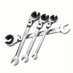 6pcs/set Tubing Ratchet Wrench Metric Tubing Wrench Set, Open Flexible Head 72 Teeth For Car Repair Oil Wrenches Hand Tools