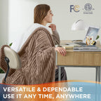 Heated Blanket Full Size - Soft Ribbed Fleece Fast Heating Electric Blanket with 6 Heating Levels  10 Time Settings, 8 Hours Auto-Off Heated Blanket (72×84 inches, Brown)