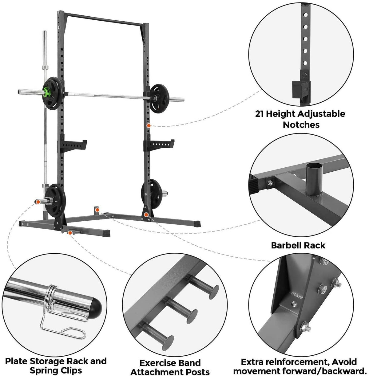 Power Squat Rack Weight Lifting Adjustable with Pull Up Bar for Home Gym