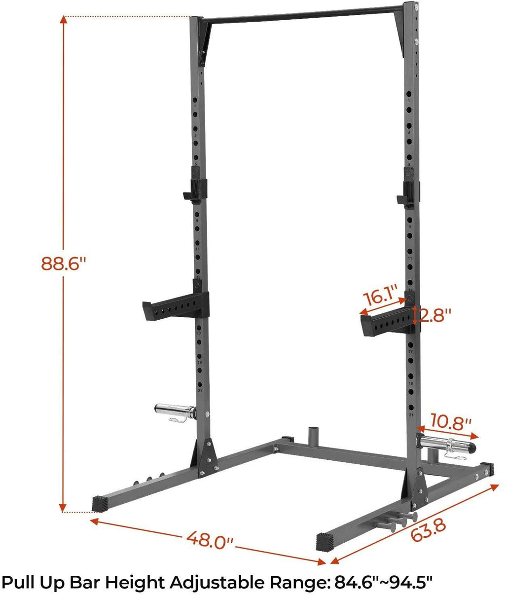 Power Squat Rack Weight Lifting Adjustable with Pull Up Bar for Home Gym