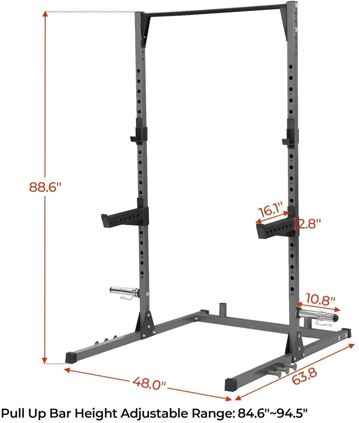 Power Squat Rack Weight Lifting Adjustable with Pull Up Bar for Home Gym