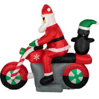 5' Inflatable Lighted Santa and Penguin on Motorcycle Outdoor Christmas Decoration