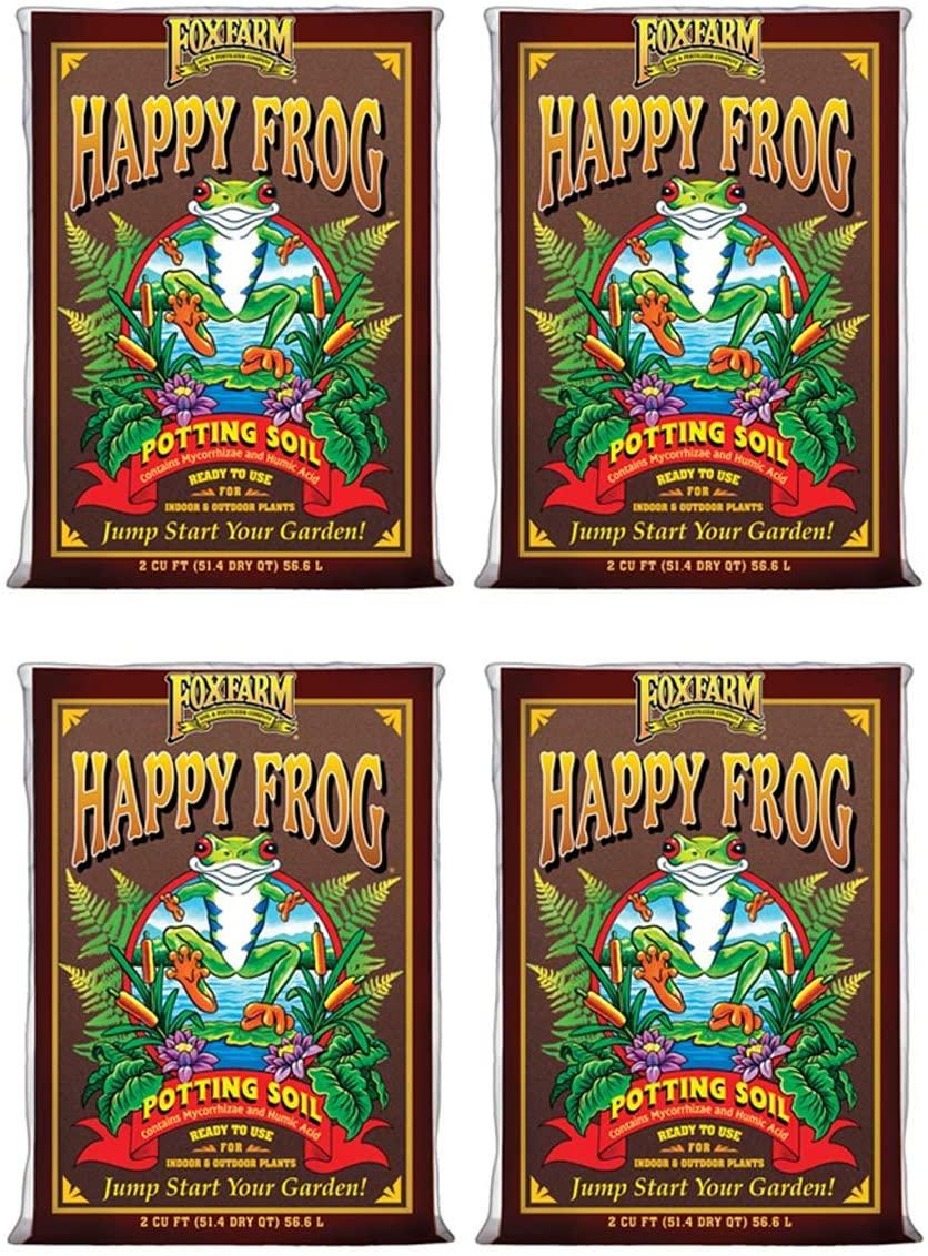 foxfarm fx14047 happy frog ph adjusted organic plant garden potting soil mix bag, 1.5 cubic feet (4 pack)