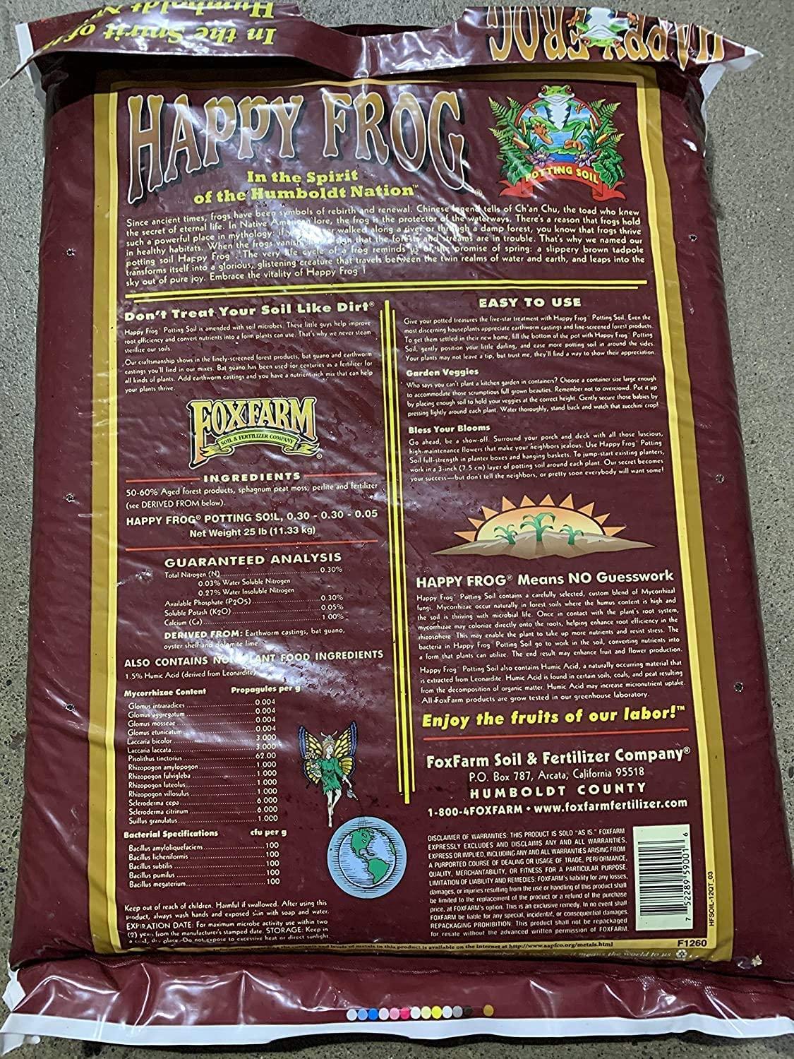 foxfarm fx14047 happy frog ph adjusted organic plant garden potting soil mix bag, 1.5 cubic feet (4 pack)