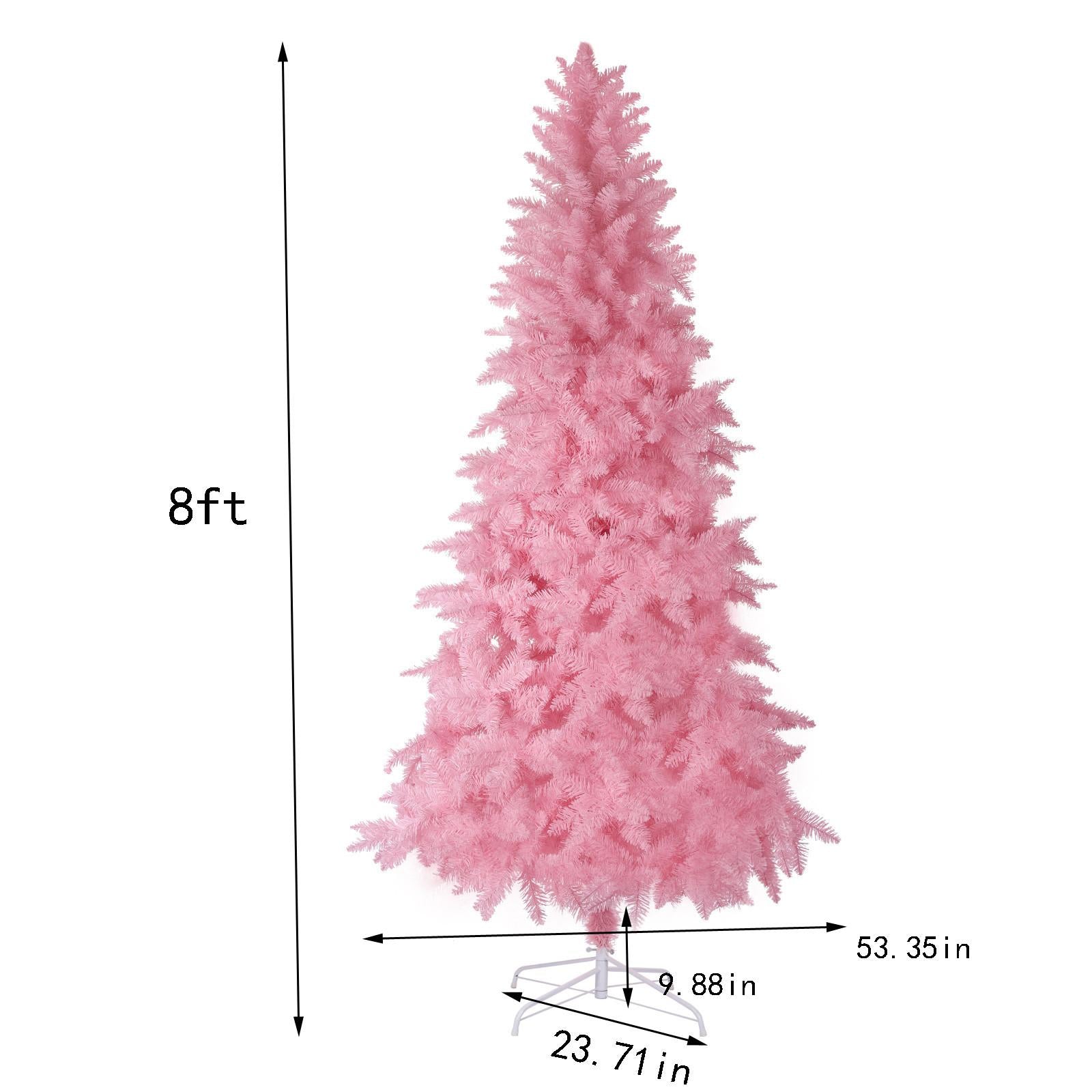 Pink Artificial  Christmas Tree, 8Ft Full Tree, with Metal Stand