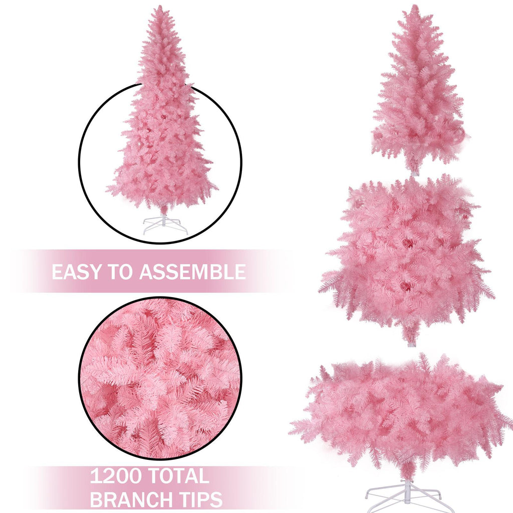 Pink Artificial  Christmas Tree, 8Ft Full Tree, with Metal Stand