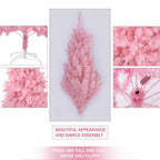 Pink Artificial  Christmas Tree, 8Ft Full Tree, with Metal Stand