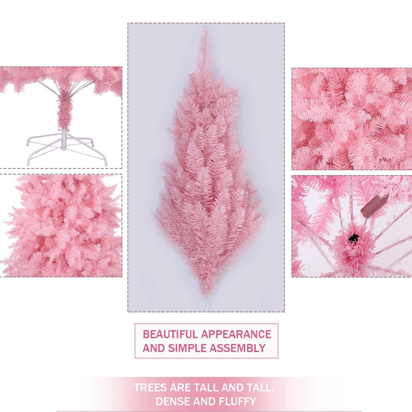 Pink Artificial  Christmas Tree, 8Ft Full Tree, with Metal Stand