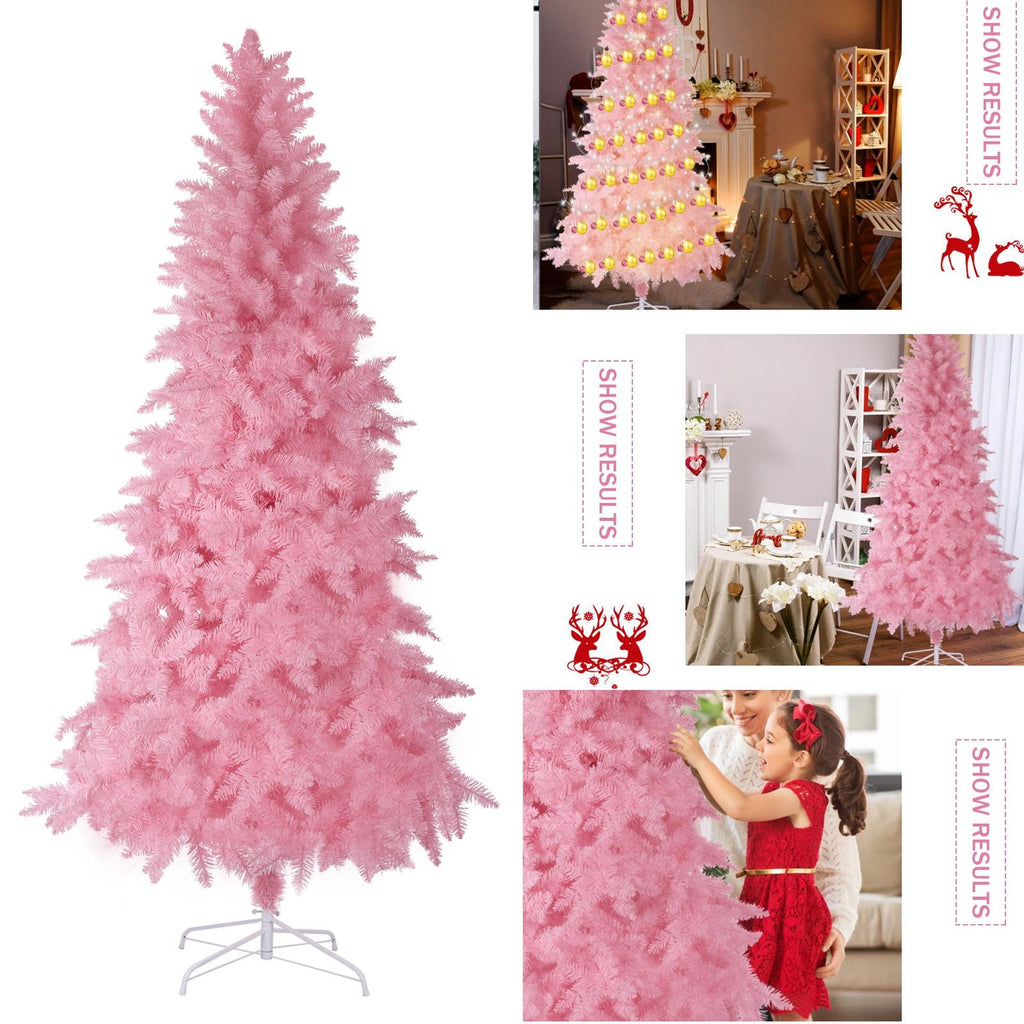Pink Artificial  Christmas Tree, 8Ft Full Tree, with Metal Stand